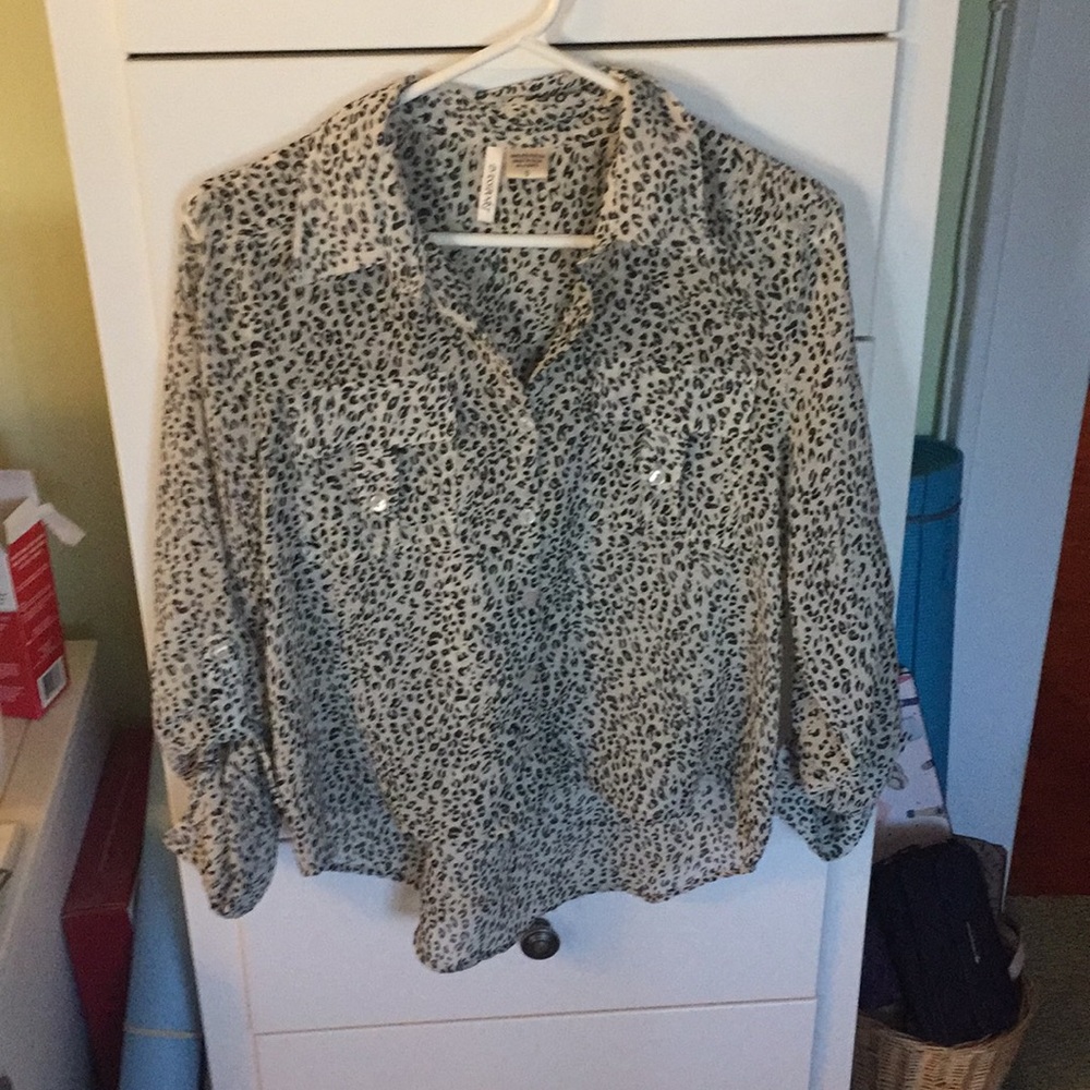 Leopard print button up blouse